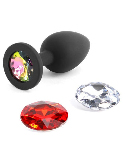 Glams Xchange Round - Small - Black Small Butt Plug with Interchangeable Round Gems