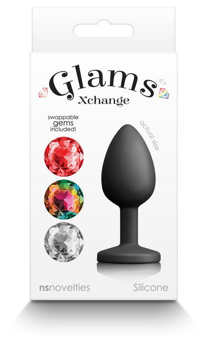 Glams Xchange Round - Small - Black Small Butt Plug with Interchangeable Round Gems