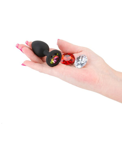 Glams Xchange Round - Small - Black Small Butt Plug with Interchangeable Round Gems