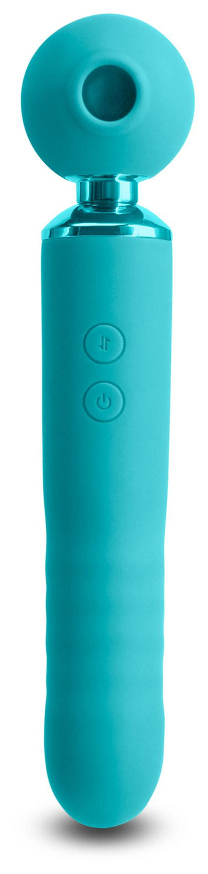 Revel Fae - Teal 19.5 cm USB Rechargeable Thrusting Massage Wand w/ Air Pulsation