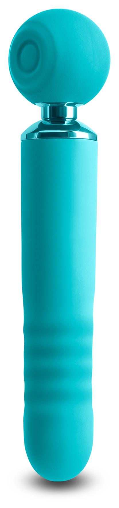 Revel Fae - Teal 19.5 cm USB Rechargeable Thrusting Massage Wand w/ Air Pulsation