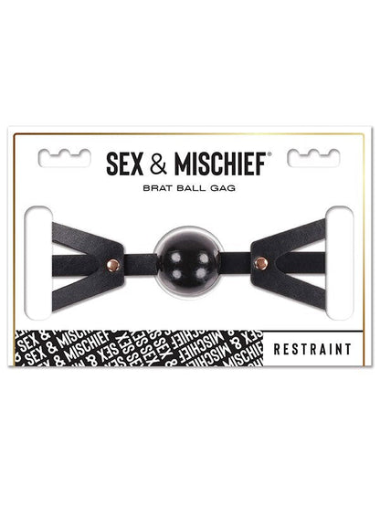 Sex & Mischief Brat Ball Gag - Black/Rose Gold Mouth Restraint