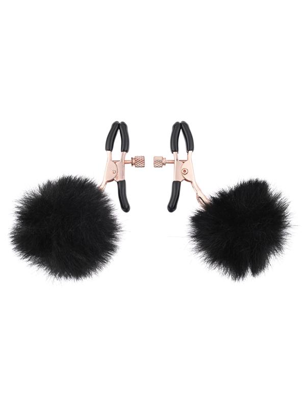 Sex & Mischief Puff Nipple Clamps - Black/Gold Nipple Clamps - Set of 2