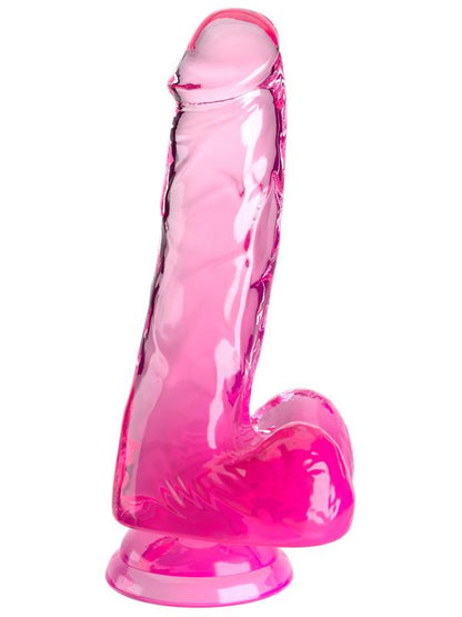 King Cock Clear 6'' Cock with Balls - Pink - Pink 15.2 cm Dong