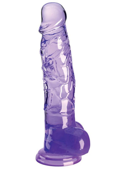 King Cock Clear 8'' Cock with Balls - Purple - Purple 20.3 cm Dong