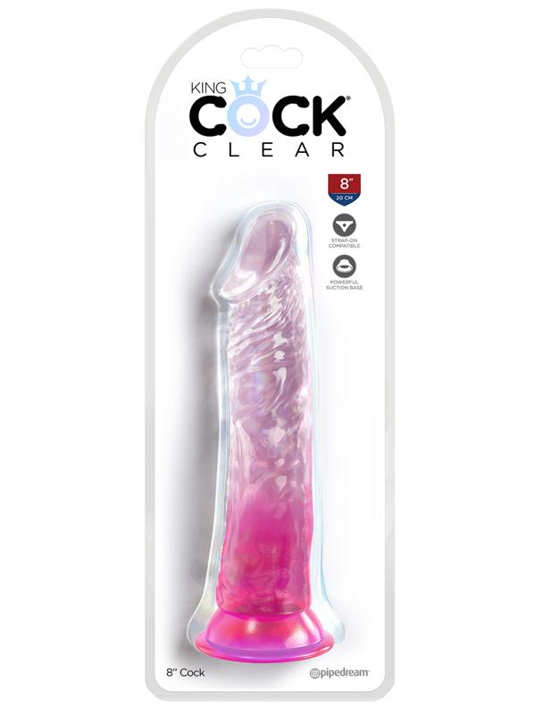 King Cock Clear 8'' Cock - Pink - Pink 20.3 cm Dong