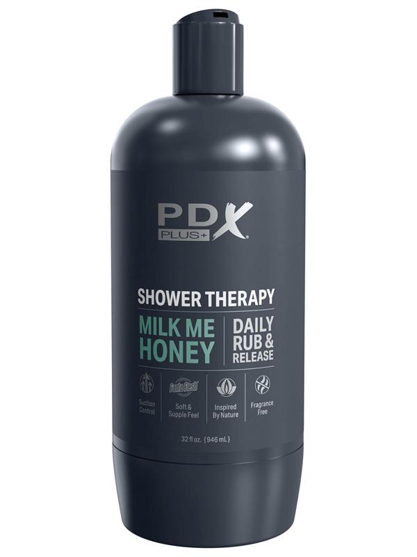PDX Plus Shower Therapy - Milk Me Honey - Flesh - Flesh Discreet Vagina Stroker with Suction Base