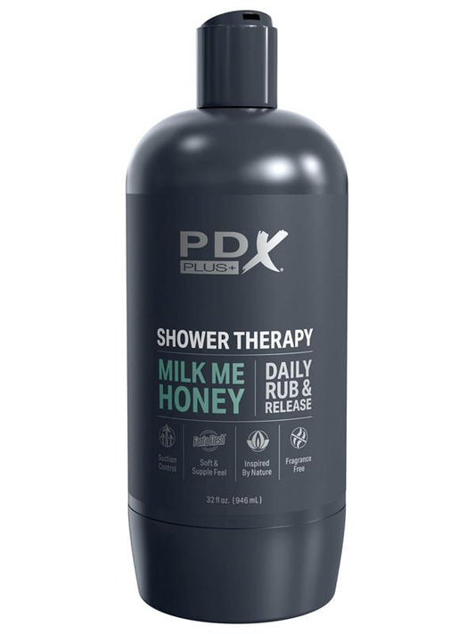 PDX Plus Shower Therapy - Milk Me Honey - Flesh - Flesh Discreet Vagina Stroker with Suction Base