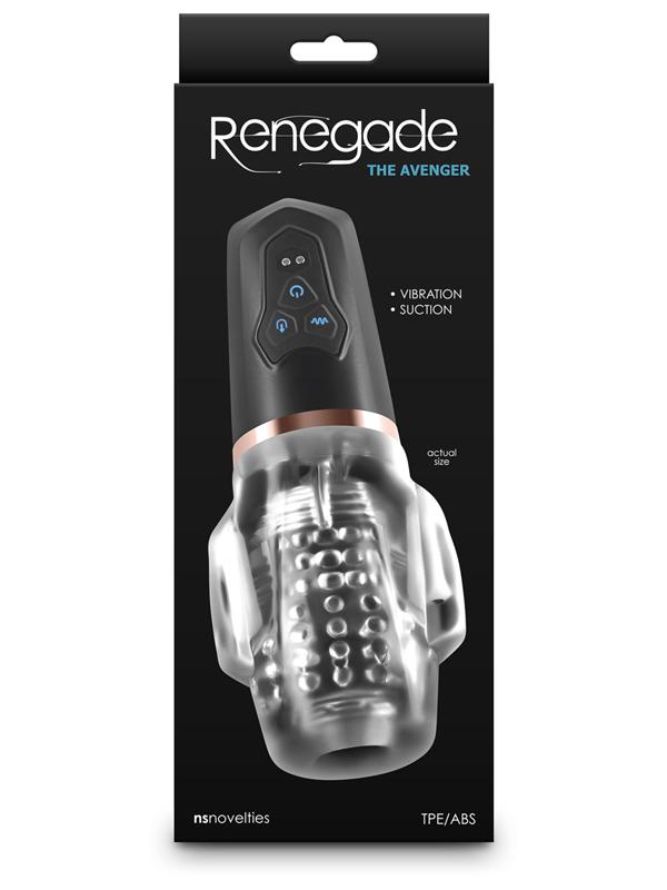 Renegade Avenger - Clear/Black USB Rechargeable Sucking Masturbator