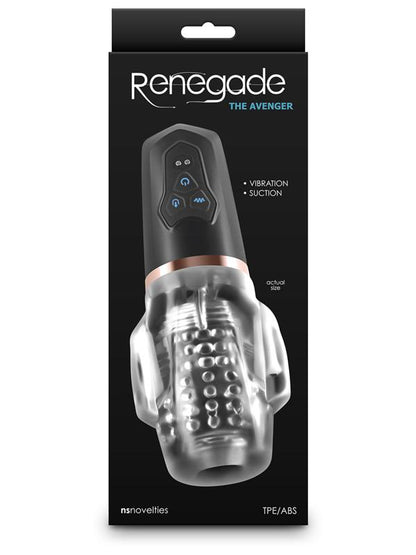 Renegade Avenger - Clear/Black USB Rechargeable Sucking Masturbator