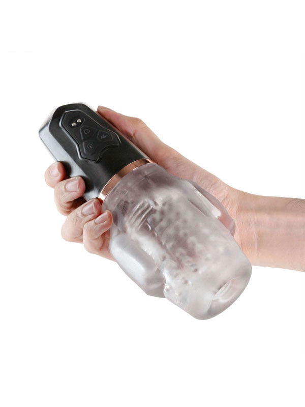 Renegade Avenger - Clear/Black USB Rechargeable Sucking Masturbator
