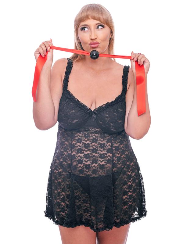 Sex & Mischief Amor Satin Ball Gag - Red/Black Mouth Restraint