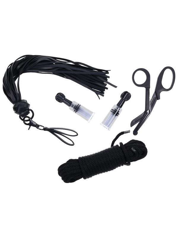 SPORTSHEETS Tied and Twisted Bondage Kit - Black Bondage Kit - 5 Piece Set