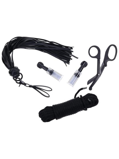 SPORTSHEETS Tied and Twisted Bondage Kit - Black Bondage Kit - 5 Piece Set