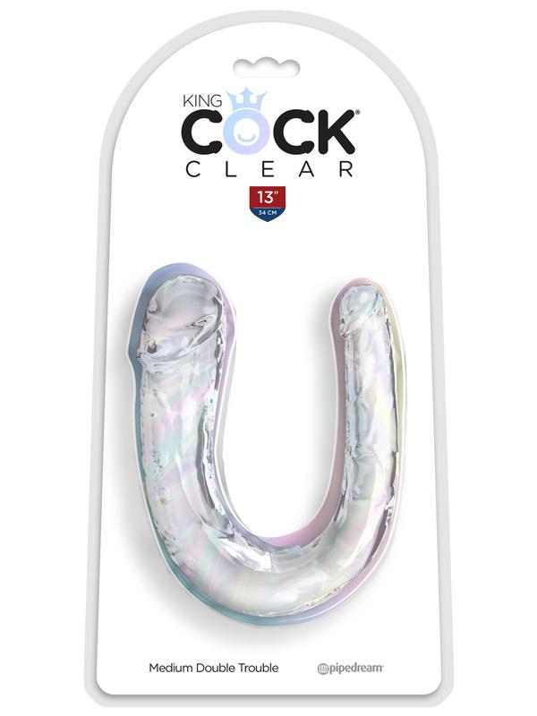 King Cock Clear Medium Double Trouble - Clear Medium Double Penetration Dong