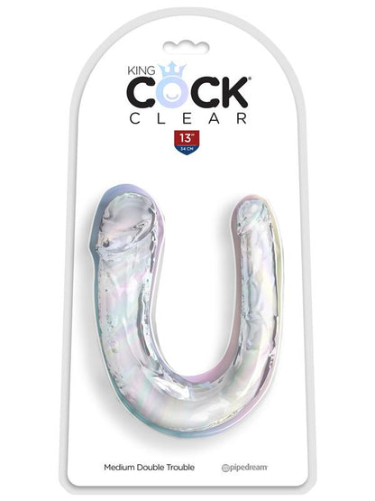 King Cock Clear Medium Double Trouble - Clear Medium Double Penetration Dong