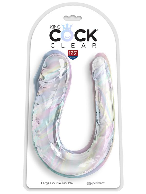 King Cock Clear Large Double Trouble - Clear Large Double Penetration Dong