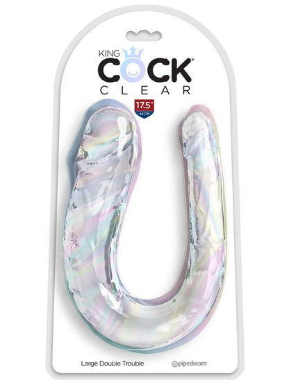 King Cock Clear Large Double Trouble - Clear Large Double Penetration Dong