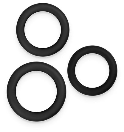 Renegade 3pc Slim Rings - Black - Black Cock Rings - Set of 3 Sizes