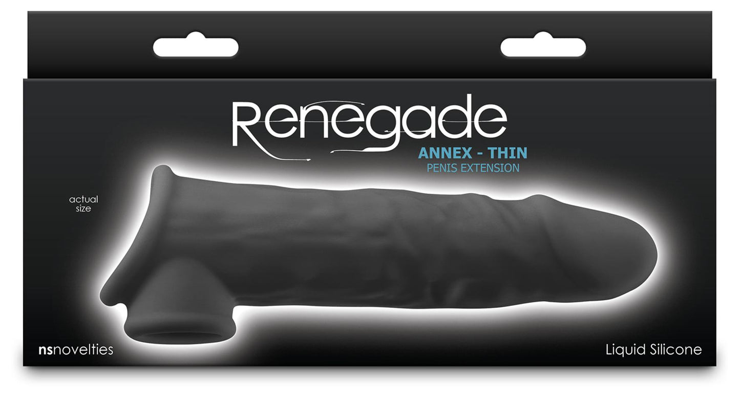 Renegade Annex - Thin - Black - Black 19.4 cm Penis Extender Sleeve
