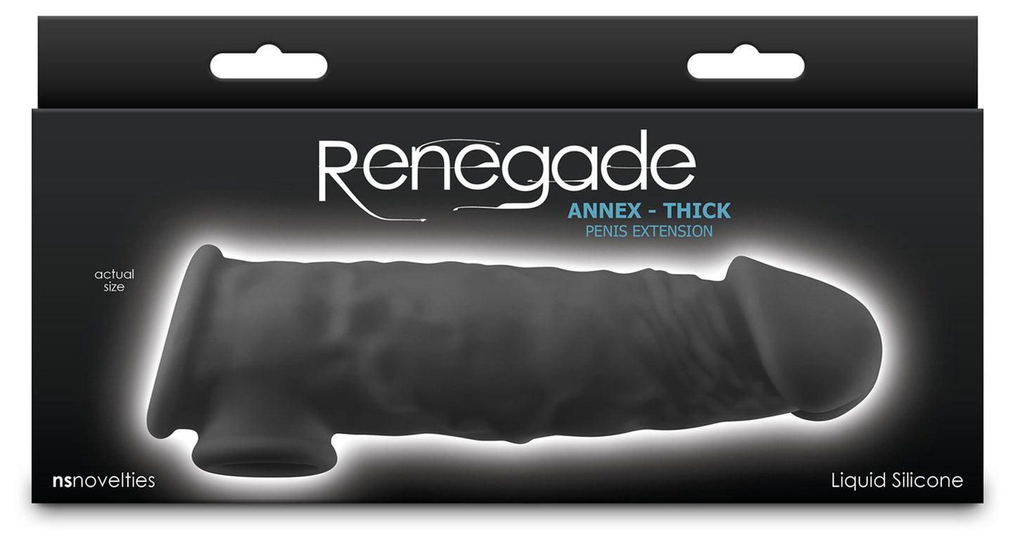Renegade Annex - Thick - Black - Black 18.6 cm Penis Extender Sleeve
