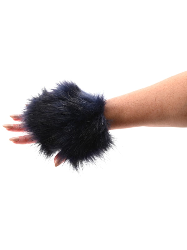 Sex & Mischief Cougar Spiked Sensory Glove - Navy Blue Furry Glove with Metal Spikes