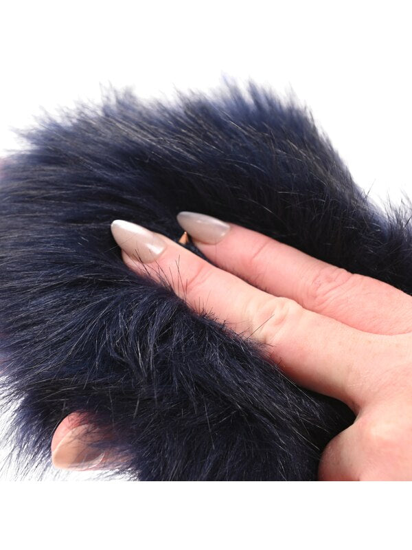 Sex & Mischief Cougar Spiked Sensory Glove - Navy Blue Furry Glove with Metal Spikes