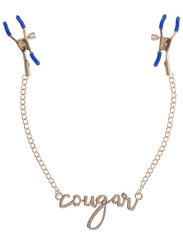 Sex & Mischief Cougar Nipple Clamps - Gold Nipple Clamps with 33 cm Chain