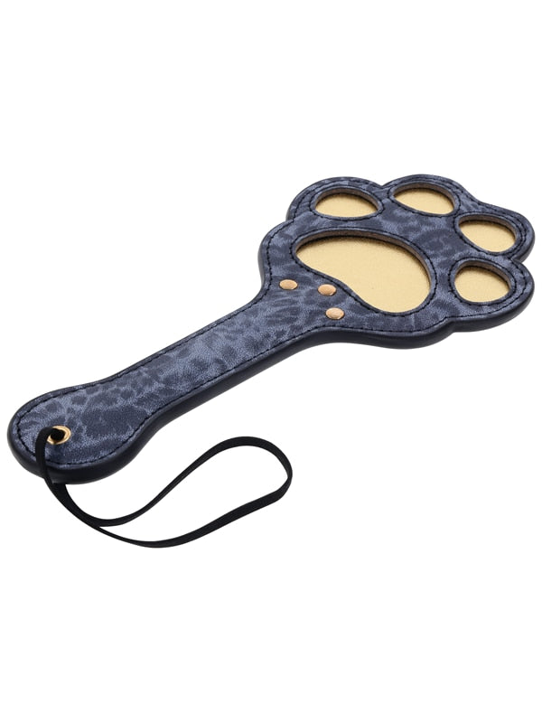 Sex & Mischief Cougar Paw Paddle - Navy Blue/Gold Spanking Paddle