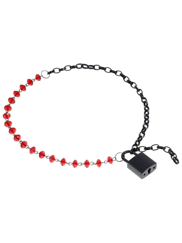 S&M Exs & Ohs Crystal Day Collar - Red/Black Collar Jewellery