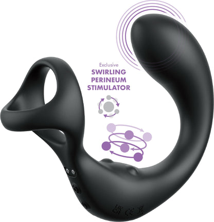 Anal Fantasy Elite Ass-Gasm Taint-alizer - Black USB Rechargeable Prostate Massage with Cock Ring