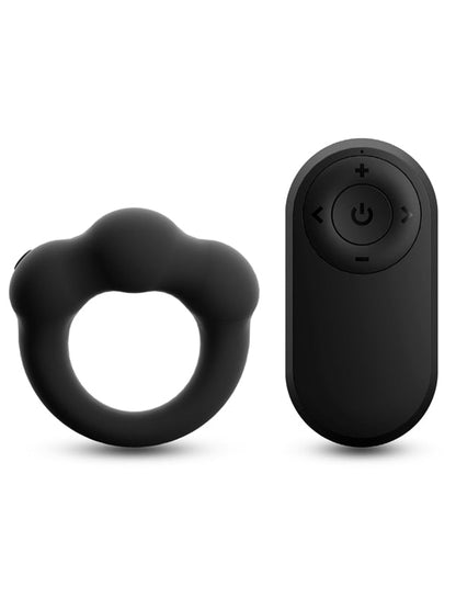 Renegade Rocket Ring - Black - Black USB Rechargeable Vibrating Cock Ring with Wireless Remote