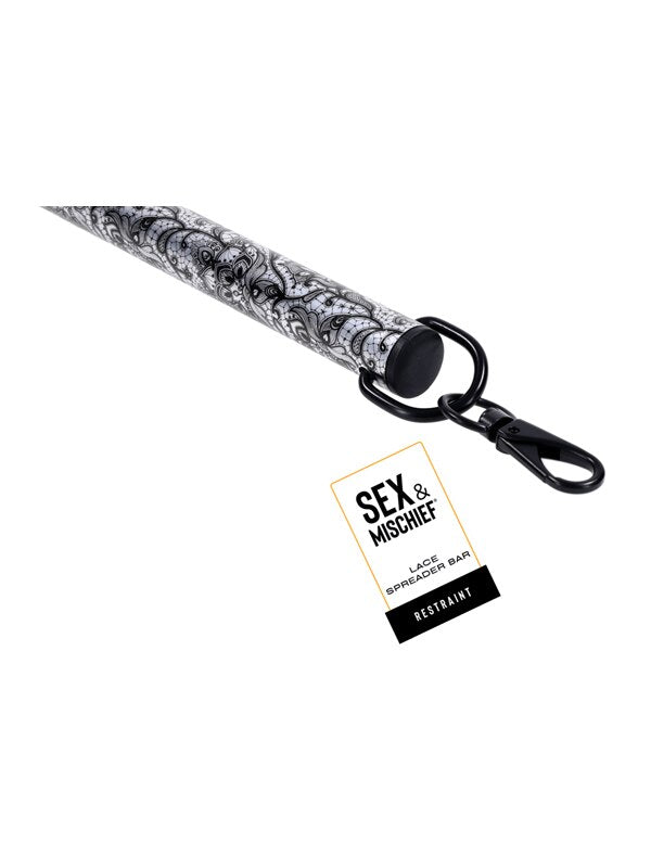 Sex & Mischief Lace Spreader Bar - Aluminium Restraint Bar