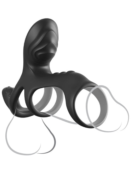 Fantasy C-Ringz Ultimate Couples Cage Max - Black USB Rechargeable Vibrating Cock Ring Cage