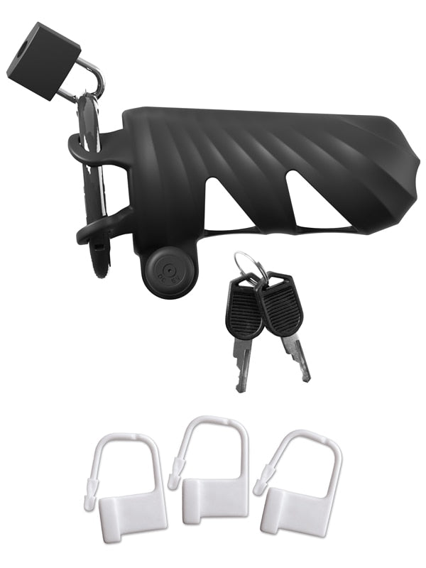 Fantasy C-Ringz Remote-Controlled Vibrating Cock Blocker - Black Vibrating Cock Cage