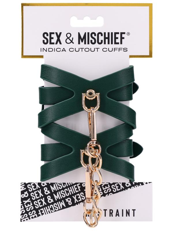 Sex & Mischief Indica Cutout Cuffs - Green/Gold Restraints