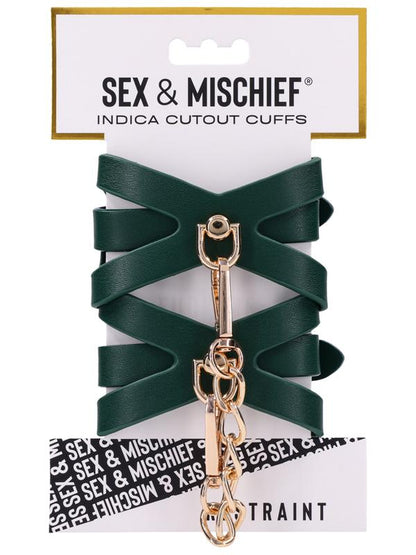 Sex & Mischief Indica Cutout Cuffs - Green/Gold Restraints
