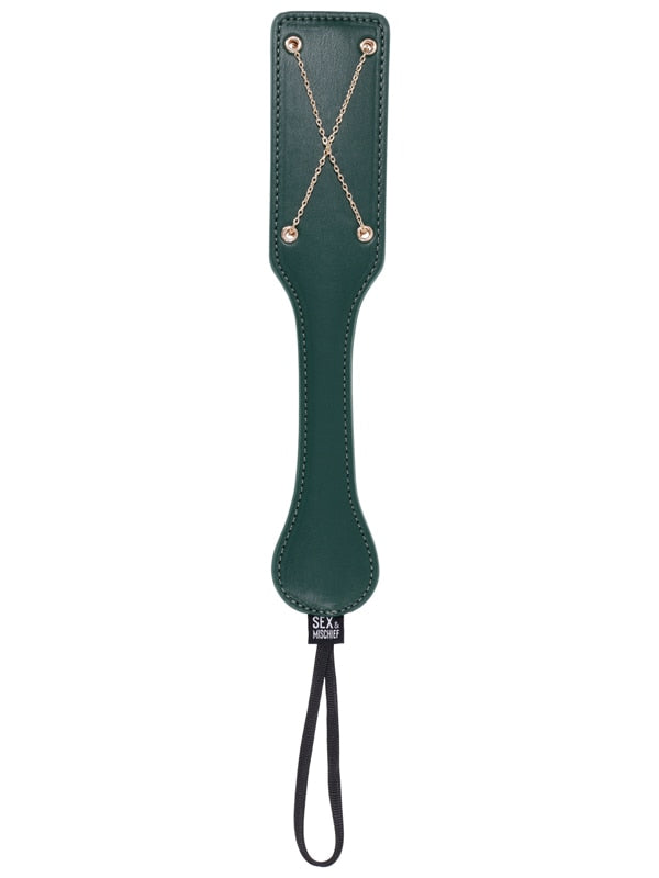 Sex & Mischief Indica Chain Impressions Paddle - Green/Gold Spanking Paddle
