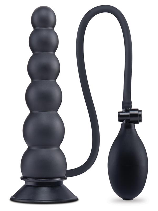 Size Up 7 Inch Ripple Inflatable Butt Plug - Black 20.3 cm Inflatable Butt Plug