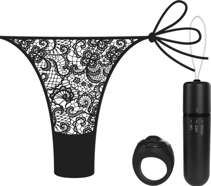 Vibrating Panty Set W/ Remote Ring 4T High Pitch Treble - Black