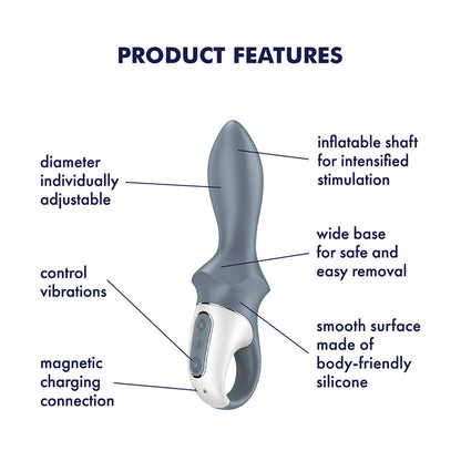 Satisfyer Air Pump Booty 1 - Grey USB Rechargeable Inflatable Anal Vibrator