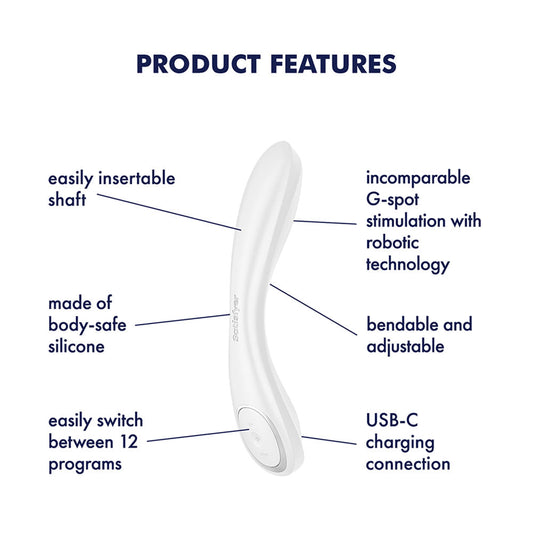 Satisfyer G-Spot Wave 2 - White - White 23.6 cm USB Rechargeable Flicking Tip Vibrator