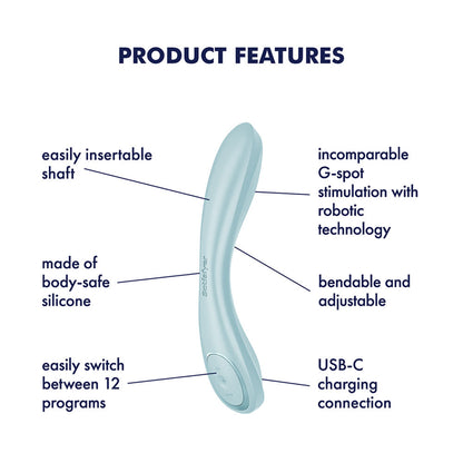 Satisfyer G-Spot Wave 2 - Ice Blue - Ice Blue 23.6 cm USB Rechargeable Flicking Tip Vibrator
