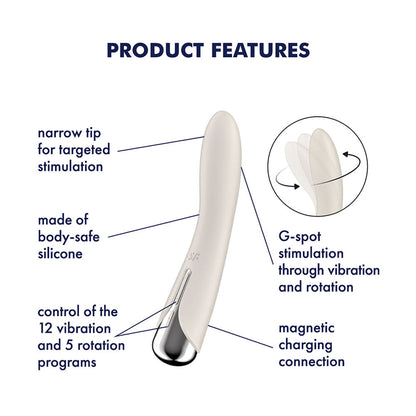 Satisfyer Spinning Vibe 1 - Blue - Blue 17.8 cm USB Rechargeable Rotating Vibrator