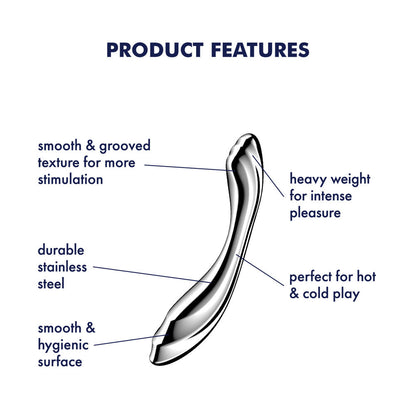 Satisfyer Pure Gravity 2 - Chrome Steel 21 cm Dildo
