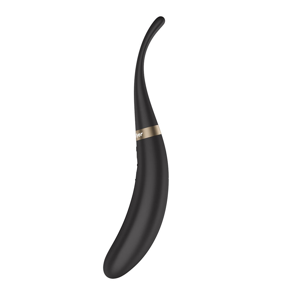Satisfyer Tip Tease - Black - Black USB Rechargeable Vibrator with Twirling Tip