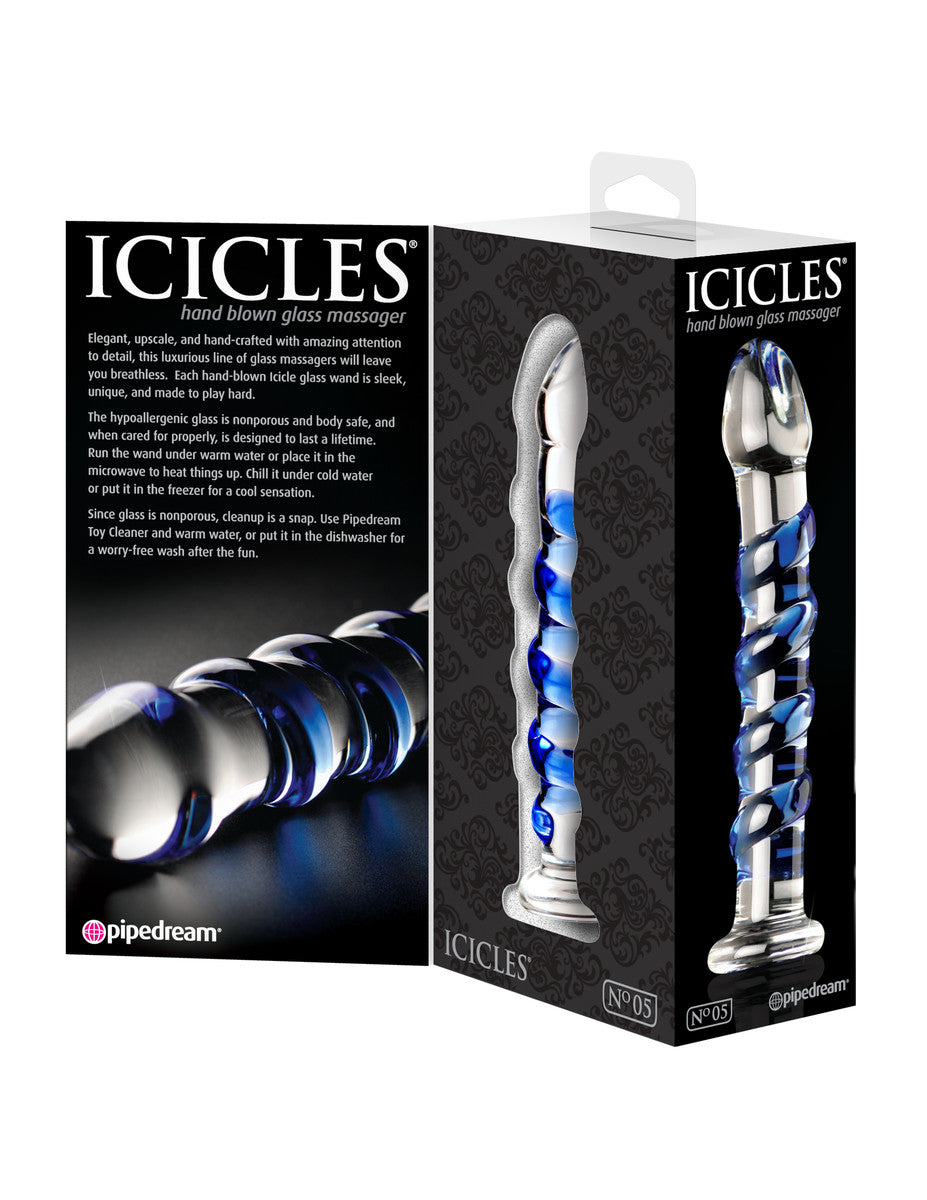 Icicles No. 05 Clear Blue 17.8 cm (7'') Glass Dong