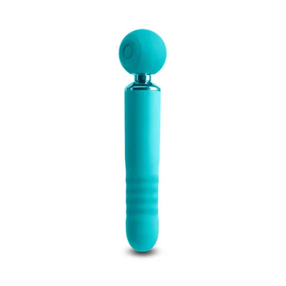 Revel Fae - Teal 19.5 cm USB Rechargeable Thrusting Massage Wand w/ Air Pulsation