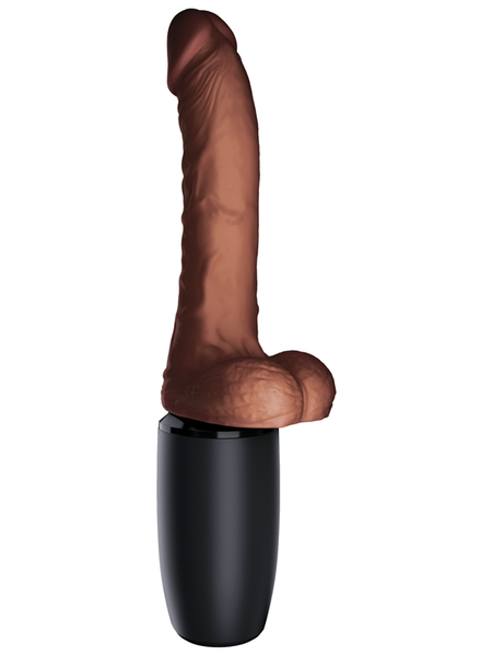 King Cock Plus 7.5 In. Thrusting Cock With Balls Dildo Brown