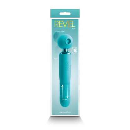 Revel Fae - Teal 19.5 cm USB Rechargeable Thrusting Massage Wand w/ Air Pulsation